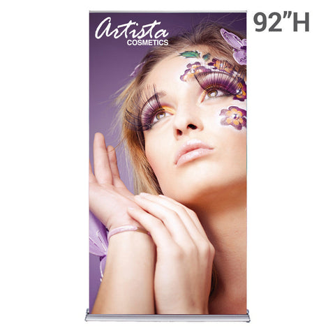 48"x92" SS Retractable Banner Stand with UV Printed Stay Flat Banner